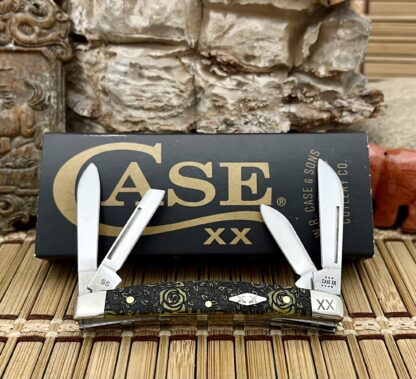 Case XX USA 2023 Yellow Bone ROSES Diamond XX 1/500 Small Congress Pocket Knife