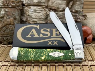 Case XX USA Yellow Bone Green Edition Lizard Skin 1/500 Trapper Knife