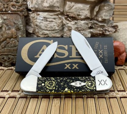 Case XX USA 2023 Yellow Bone ROSES Diamond XX 1/500 Stainless Canoe Knife