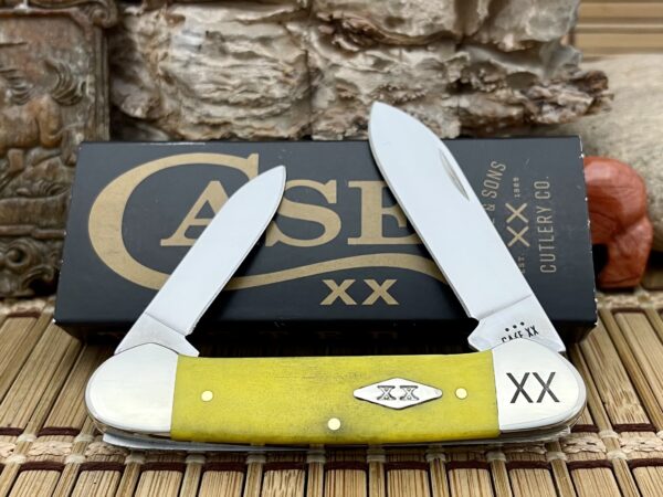 Case XX USA 2023 Smooth Yellow Bone Diamond XX 1/500 Stainless Canoe Knife