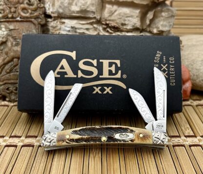 Case XX USA Custom 6.5 BONE STAG Engraved Small Congress Knife #11