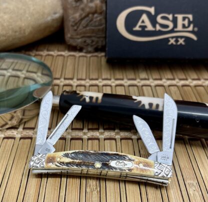 Case XX USA Custom 6.5 BONE STAG Engraved Small Congress Knife #11 - Image 4