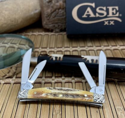 Case XX USA Custom 6.5 BONE STAG Engraved Small Congress Knife #11 - Image 3