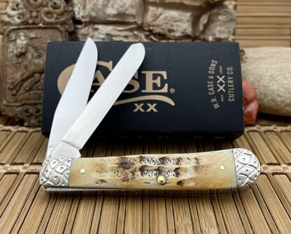 Case XX Custom 6.5 BONE STAG Engraved Trapper Pocket Knife #14 - Image 2