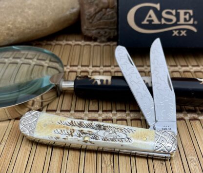 Case XX Custom 6.5 BONE STAG Engraved Trapper Pocket Knife #14 - Image 4