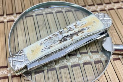 Case XX Custom 6.5 BONE STAG Engraved Trapper Pocket Knife #14 - Image 3