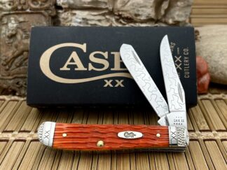 Case XX USA Beautiful Custom Cayenne Bone XX Engraved Mini Trapper Knife #4