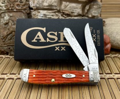 Case XX USA Beautiful Custom Cayenne Bone XX Engraved Mini Trapper Knife #4