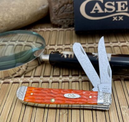 Case XX USA Beautiful Custom Cayenne Bone XX Engraved Mini Trapper Knife #4 - Image 4