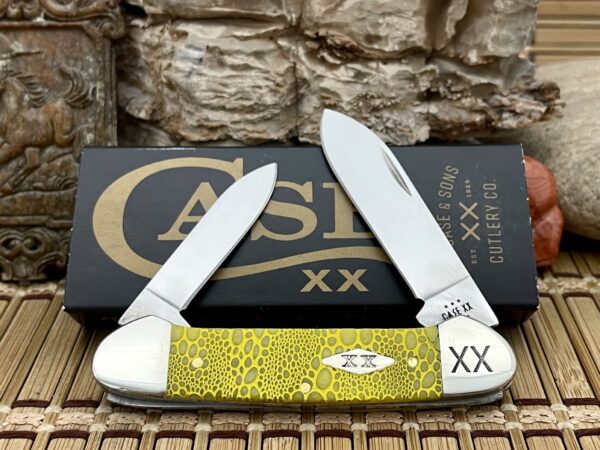 Case XX USA 2023 Yellow Bone Yellow Edition Lizard Skin 1/500 Canoe Pocket Knife