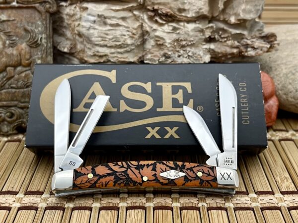 Case XX USA 2023 Persimmon Bone Fall Leaves 1/500 Small Congress Pocket Knife
