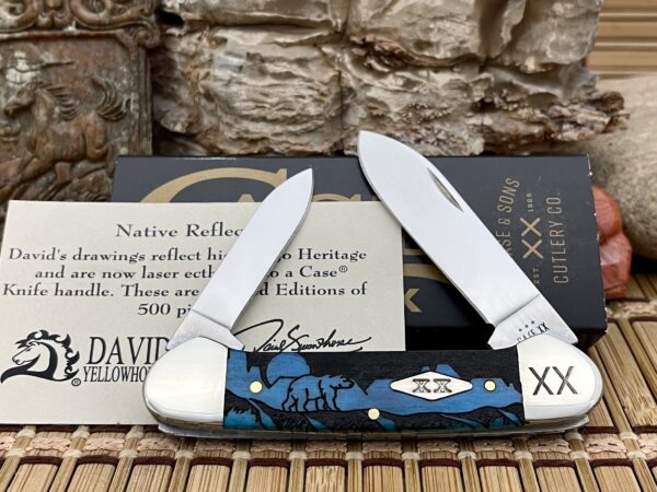 Case XX USA Caribbean Bone David Yellowhorse GRIZZLY MOUNTAIN Canoe Knife & COA