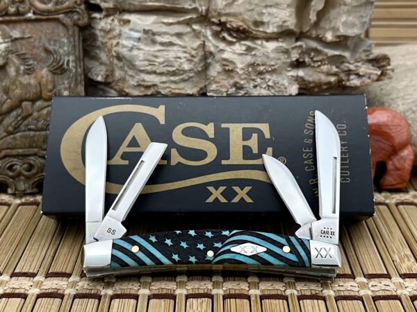 Case XX USA 2023 Caribbean Bone USA FLAG 1/500 XX Small Congress Pocket Knife
