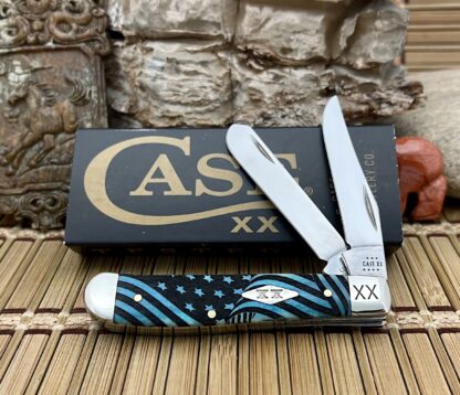 Case XX USA 2023 Caribbean Bone USA FLAG 1/500 XX Mini Trapper Pocket Knife