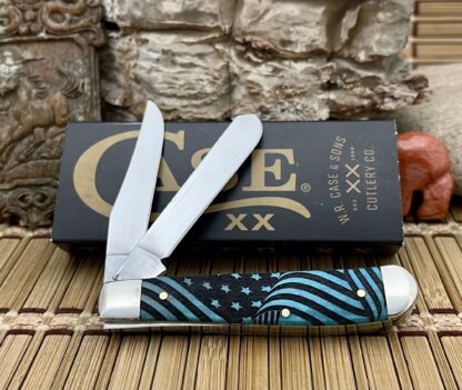 Case XX USA 2023 Caribbean Bone USA FLAG 1/500 XX Mini Trapper Pocket Knife - Image 2