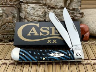 Case XX USA 2023 Caribbean Bone USA FLAG 1/500 XX Trapper Pocket Knife