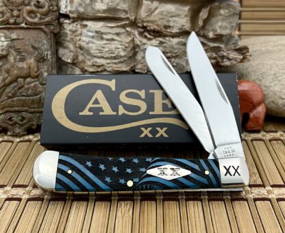 Case XX USA 2023 Caribbean Bone USA FLAG 1/500 XX Trapper Pocket Knife