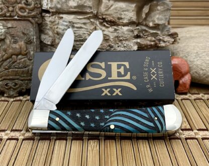 Case XX USA 2023 Caribbean Bone USA FLAG 1/500 XX Trapper Pocket Knife - Image 2