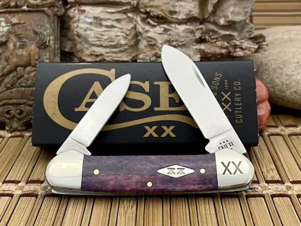 Case XX USA 2023 Purple Appaloosa Bone Diamond XX 1/500 Canoe Pocket Knife