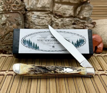 Northwoods Gladstone Michigan USA Beautiful STAG Slimline Trapper Knife RARE