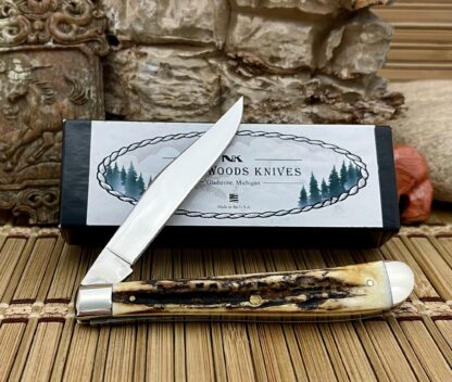 Northwoods Gladstone Michigan USA Beautiful STAG Slimline Trapper Knife RARE - Image 2