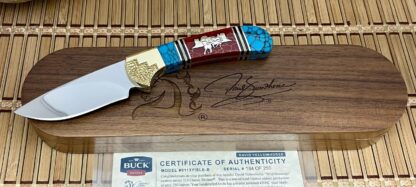 Buck 113 David Yellowhorse Turquoise & Jasper Wild Mustangs Skinner Knife w/COA - Image 4
