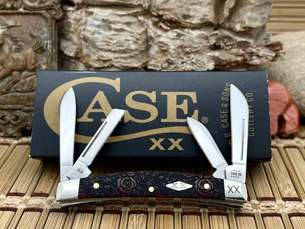 Case XX USA 2023 Beautiful Red ROSES Bone 1/500 XX Small Congress Pocket Knife