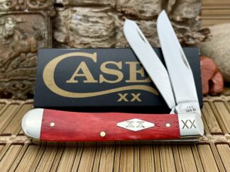 Case XX USA 2023 Smooth Bright Red Bone Diamond XX 1/500 Stainless Trapper Knife