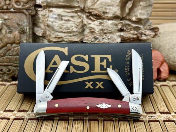 Case XX USA 2023 Smooth Bright Red Bone Diamond XX 1/500 Small Congress Knife