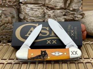 Case XX USA 2023 Persimmon Bone TIGER 1/500 Diamond Canoe Pocket Knife