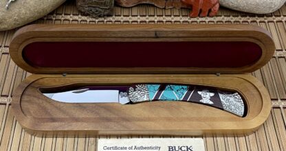 Buck 110 Yellowhorse Green Web Turquoise & Jasper 25 Years Folding Hunter Knife - Image 3