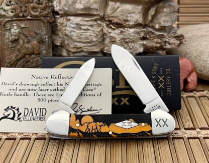 Case XX USA Persimmon Bone David Yellowhorse GRIZZLY MOUNTAIN Canoe Knife & COA