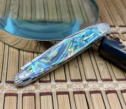 Queen Cutlery USA Wild Horse Custom Exotic Green Abalone Senators Knife #1/1 - Image 4