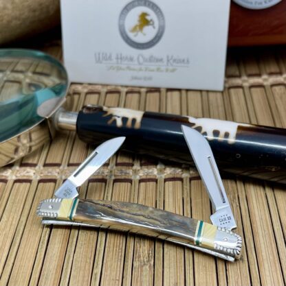 Case XX Wild Horse Custom Mammoth FOSSIL & Jade Small Congress Pocket Knife #1 - Image 2