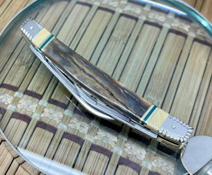 Case XX Wild Horse Custom Mammoth FOSSIL & Jade Small Congress Pocket Knife #1 - Image 3