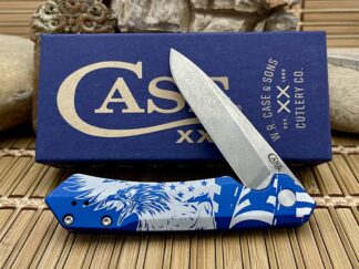 Case XX USA 2024 Blue Anodized S35VN Eagle & Flag 10780 Kinzua Flipper Knife