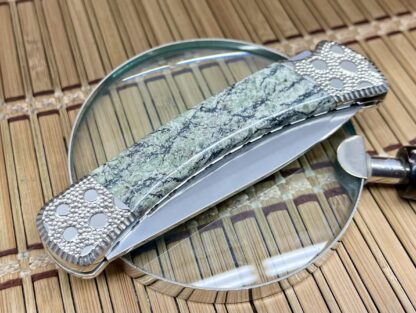 Buck 110 Wild Horse Custom Exotic Serpentine Stone Folding Hunter Knife #1 - Image 3