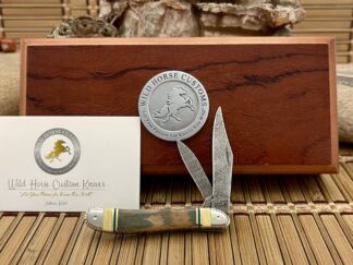 Case XX Wild Horse Custom Mammoth FOSSIL & Jade Damascus Peanut Pocket Knife #4