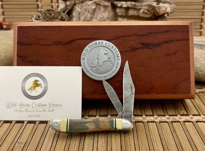 Case XX Wild Horse Custom Mammoth FOSSIL & Jade Damascus Peanut Pocket Knife #4