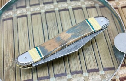 Case XX Wild Horse Custom Mammoth FOSSIL & Jade Damascus Peanut Pocket Knife #4 - Image 3