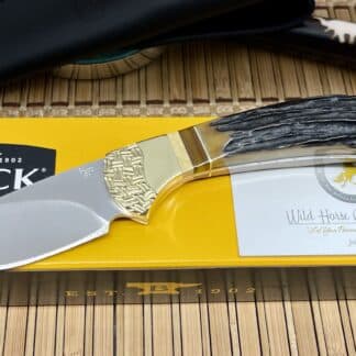 Buck 113 USA Wild Horse Custom Amber Stag & Mammoth Fossil Ranger Skinner Knife #1