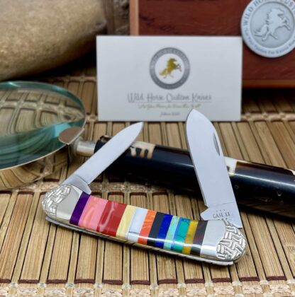 Case XX Wild Horse Custom PATCHWORK Gemstone Canoe Pocket Knife #11 - Image 2
