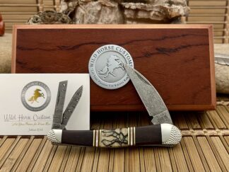 Case XX Wild Horse Custom Exotic Tiger Coral & Brown Lip Pearl Damascus Seahorse Whittler Knife #1