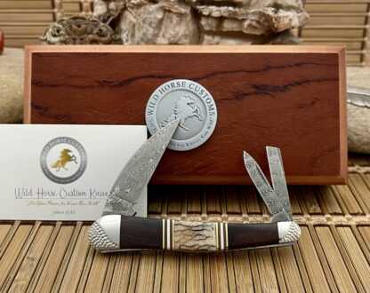 Case XX Wild Horse Custom Exotic Tiger Coral & Brown Lip Pearl Damascus Seahorse Whittler Knife #1 - Image 3