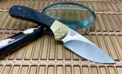 Buck 113 USA Wild Horse Custom Black Cross-Cut Mammoth Ranger Skinner Knife #01