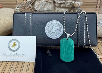 Wild Horse Custom Exotic Malachite Nickel Silver Knife Collectors Dog Tags #001