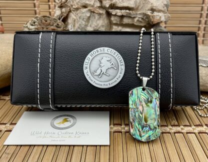 Wild Horse Custom Exotic Abalone Nickel Silver Knife Collectors Dog Tags #5