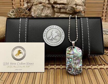 Wild Horse Custom Exotic Paua Abalone Nickel Silver Knife Collectors Dog Tags #6