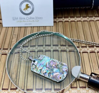 Wild Horse Custom Exotic Paua Abalone Nickel Silver Knife Collectors Dog Tags #6 - Image 3