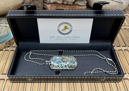 Wild Horse Custom Exotic Paua Abalone Nickel Silver Knife Collectors Dog Tags #6 - Image 4